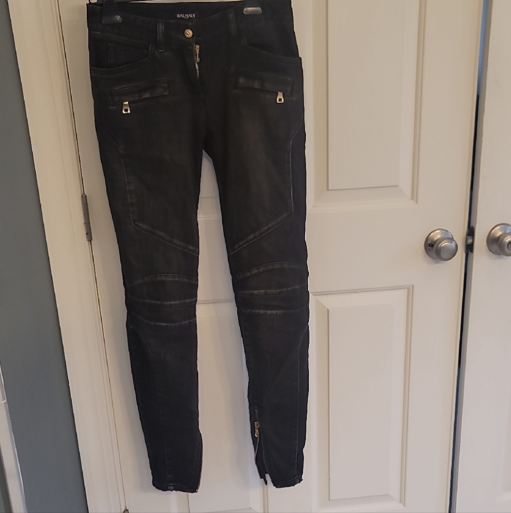 Balmain Black Zippered Pants